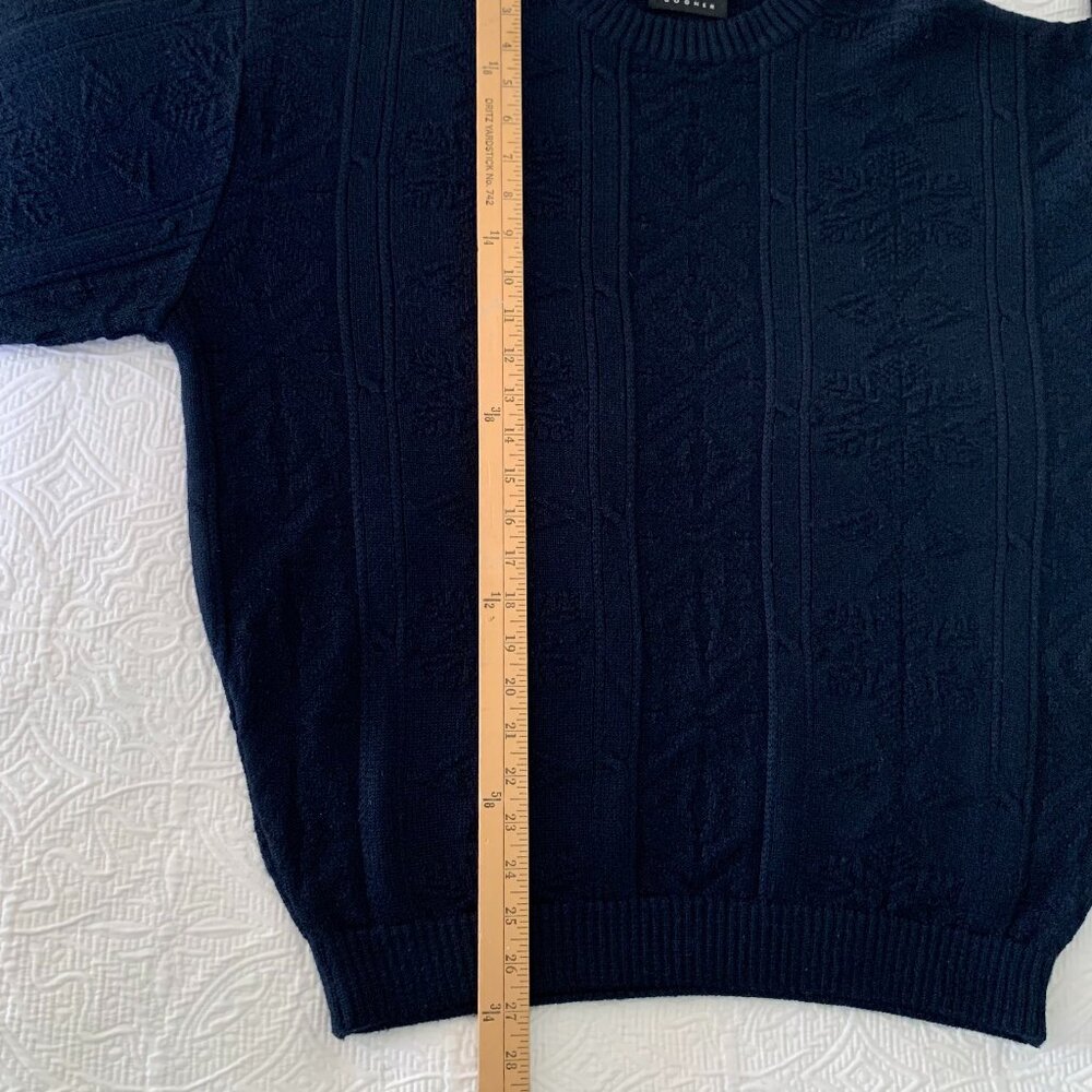 VTG BOGNER Men's Dark Blue Wool Blend Apres Ski Sweater Size M Fits like L - Picture 10 of 12